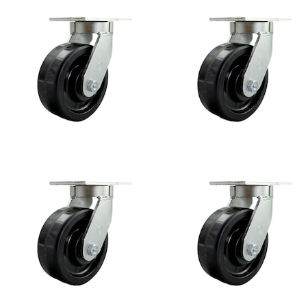 Service Caster 8'' Extra Heavy Duty Phenolic Wheel Swivel Top Plate Caster , 4PK CRAN-SCC-KP92S830-PHR-4